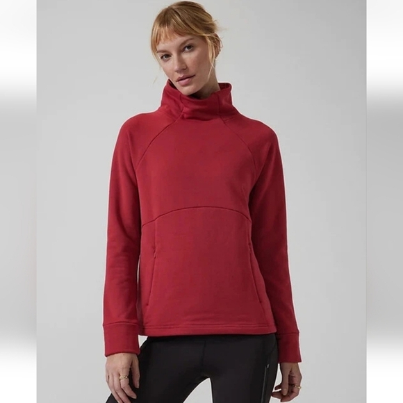Athleta Womens Polartec Funnel Neck Pullover Small Red Activewear Outdoor Nylon - Picture 11 of 11